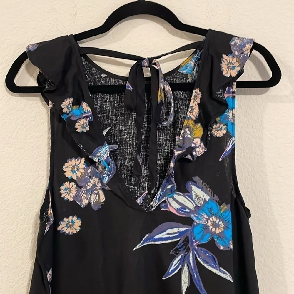 Free People Women Summer in Tutlum Tunic Small Black Coastal Longline Lagenlook